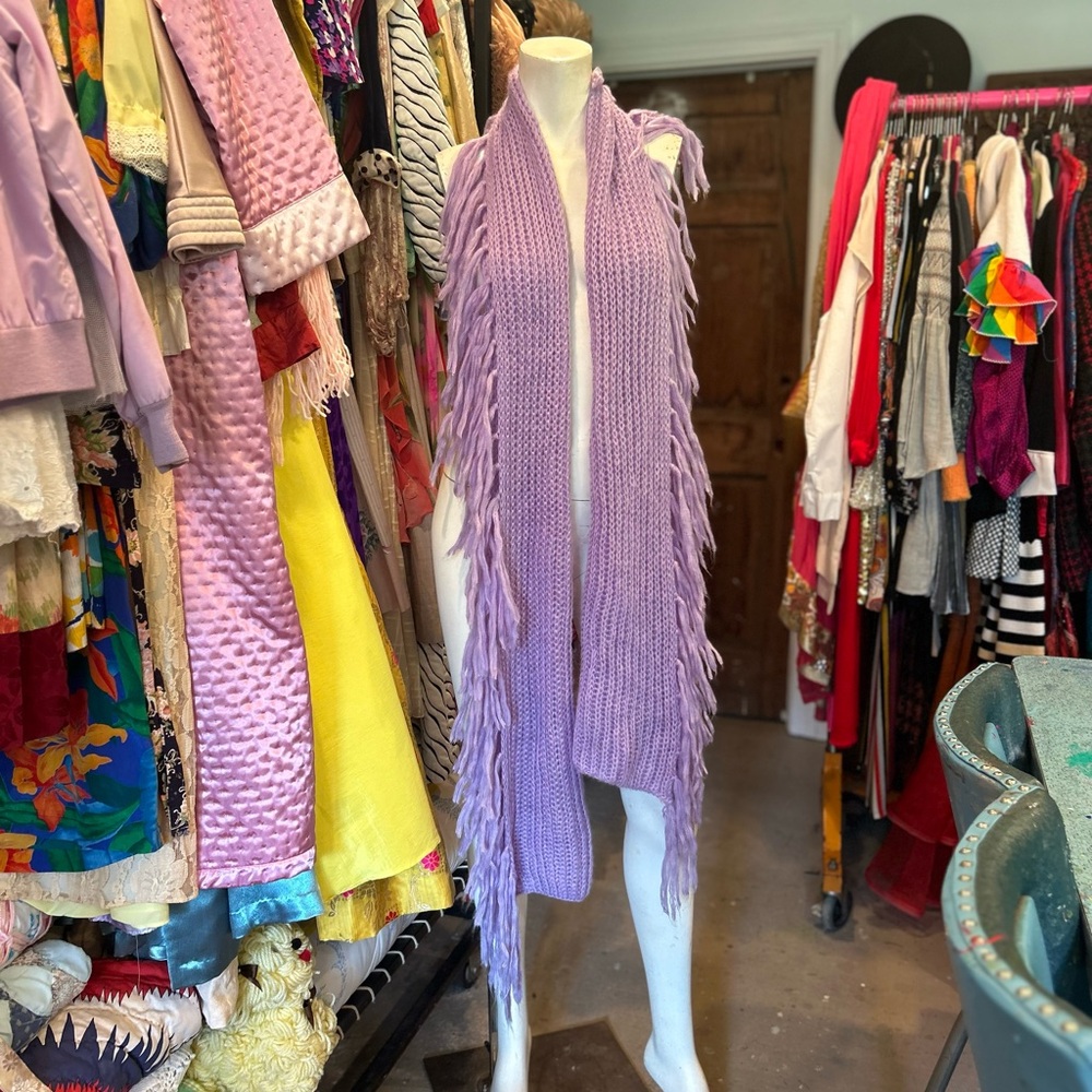 Long Lilac Fringe Scarf